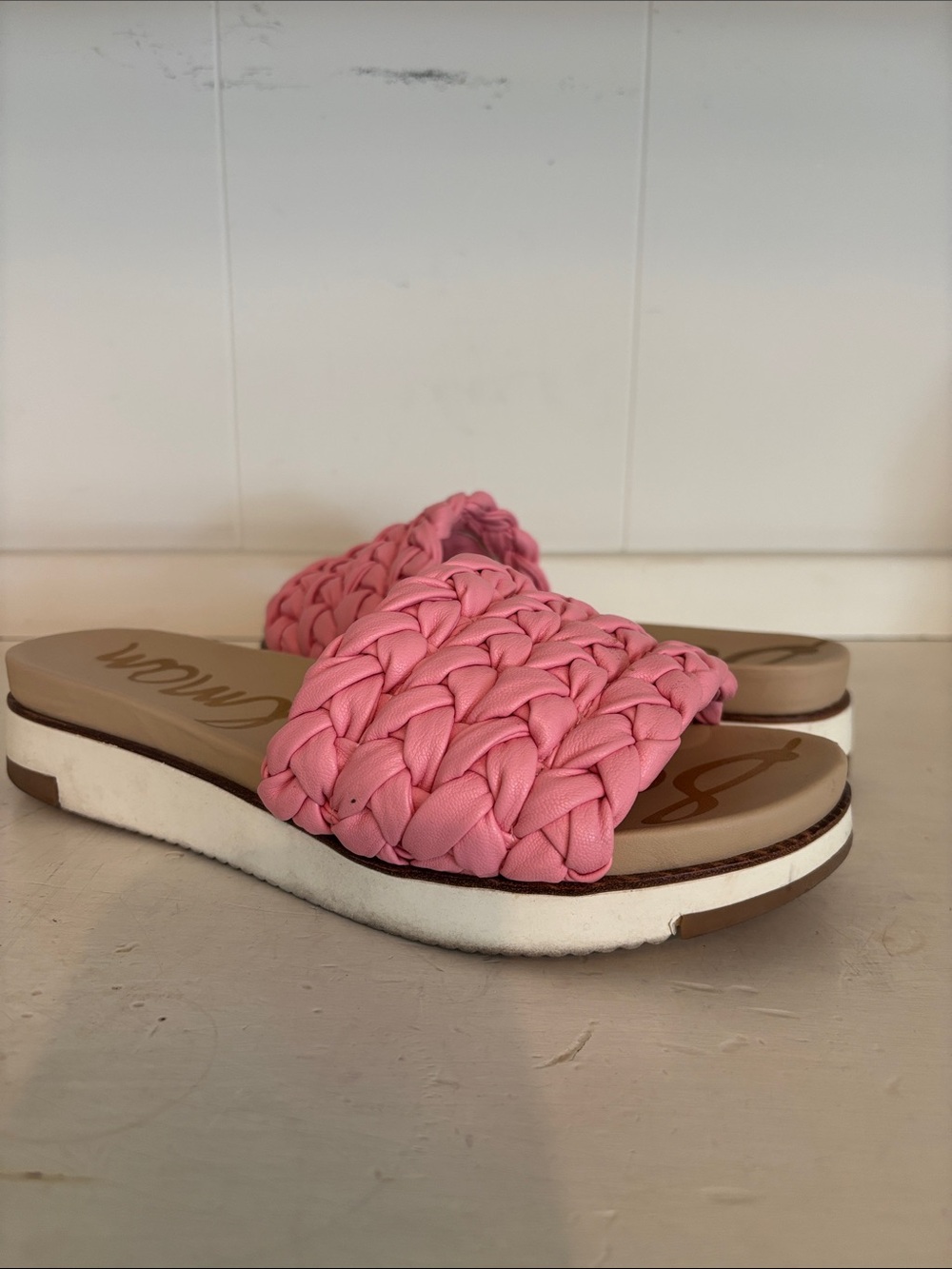 Sam Edelman Pink Braided Slide Sandals